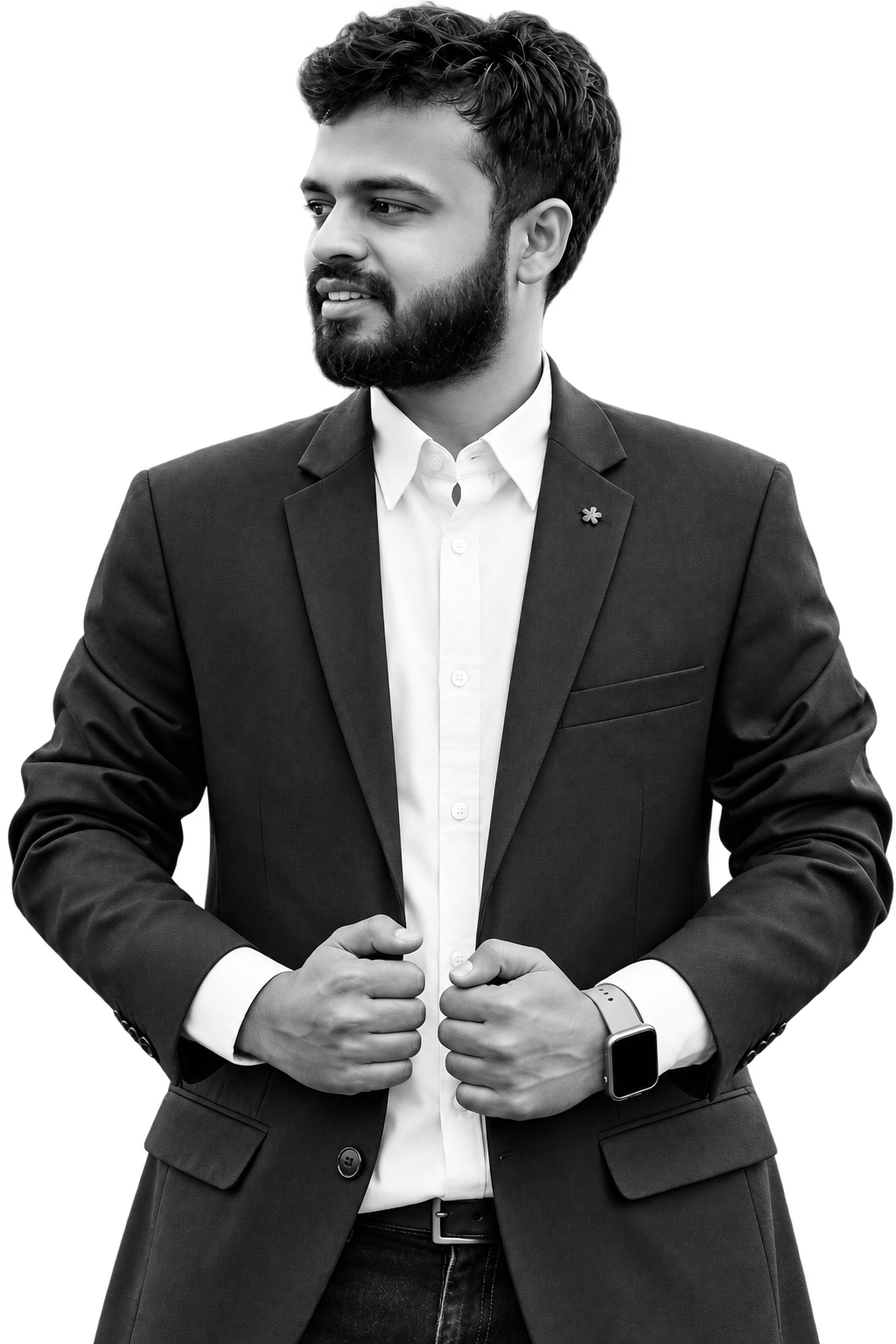 Aditya Bapat in a black suit